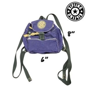 Vintage 90s Kipling Micro Mini Drawstring Backpack Grunge Skater Blue - One Size